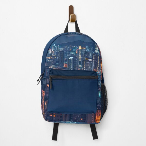 Item preview, Radiant City Core Aerial Nightscape with Mountain Horizon designed and sold by Cozyartsss.