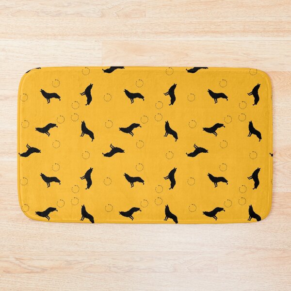 Item preview, Wolf Silhouette Pattern – Black Wolves on Mustard Yellow Background designed and sold by DesignJiggy.