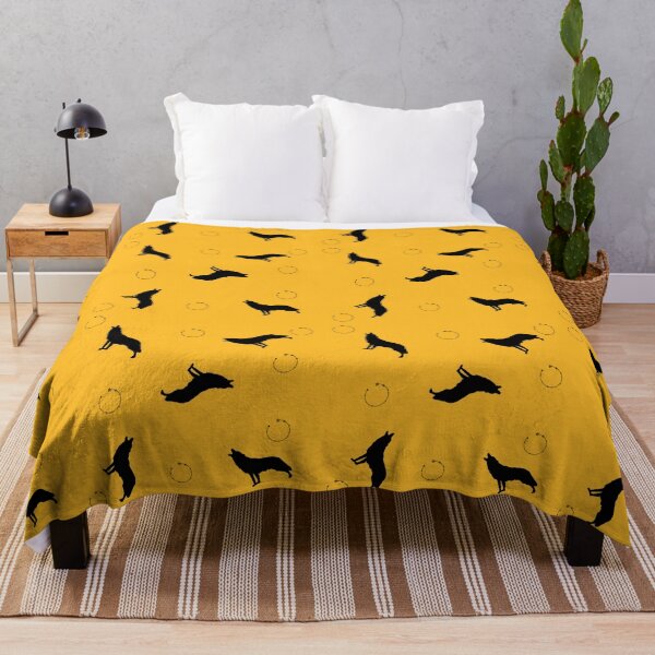 Item preview, Wolf Silhouette Pattern – Black Wolves on Mustard Yellow Background designed and sold by DesignJiggy.