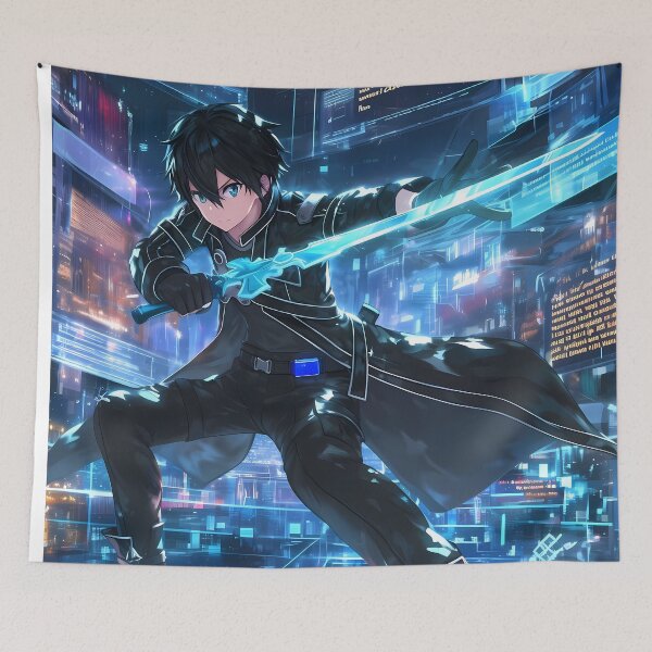 Item preview, Kirito Sword Art Online Cyber Anime Power Light Blue Energy Field designed and sold by bystudiolereve.
