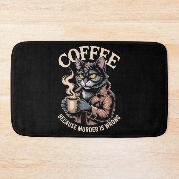 Item preview, Black Cat Drinking Coffee Because Murder Is Wrong designed and sold by KristieRamsey.