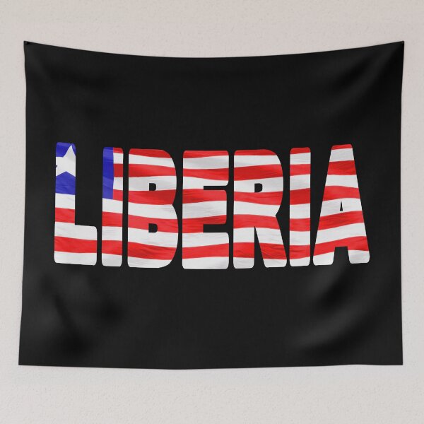 Item preview, LIBERIA - Flag Flying in Wind cut to Letters Souvenir Sticker Shirt T-Shirt designed and sold by Adam Gormley.