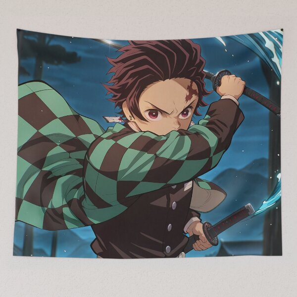 Item preview, Demon Tanjiro Kamado Anime Heroic Kimetsu No Yaiba Water Dynamic Night Power designed and sold by CarlosBender.