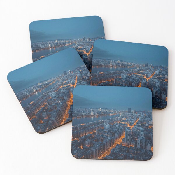 Item preview, Urban River Grid Aerial Night Pulse and Golden Avenues designed and sold by Cozyartsss.
