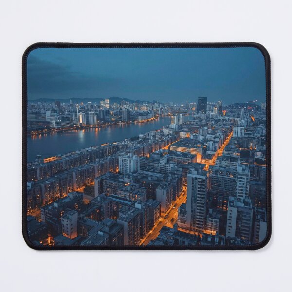 Item preview, Urban River Grid Aerial Night Pulse and Golden Avenues designed and sold by Cozyartsss.
