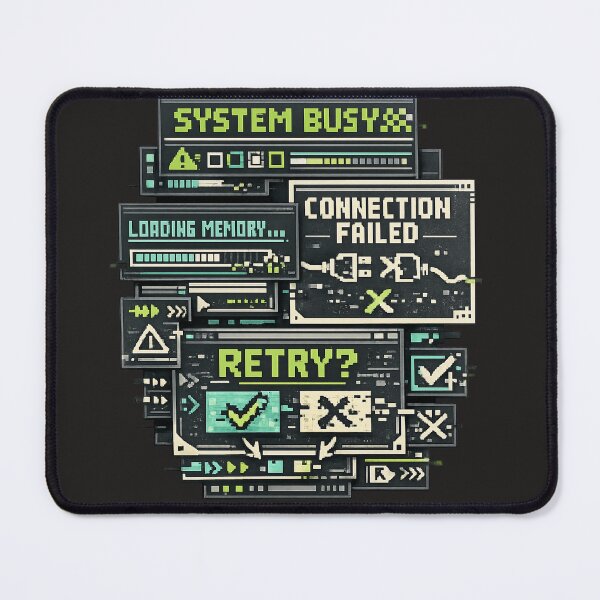 Item preview, System Busy – Retro Computer Anxiety Collage designed and sold by Backtrack Boutique.