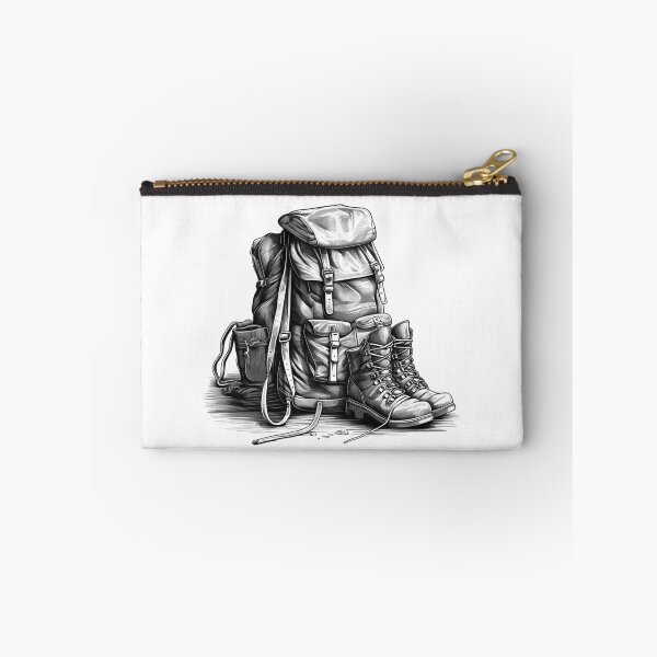 Item preview, Vintage Hiking Gear | Rugged Backpack and Boots Illustration | Wilderness Adventure Art designed and sold by inkoutninja.