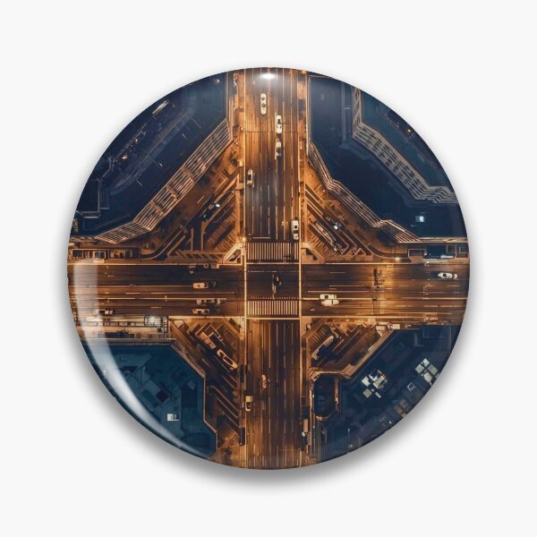 Item preview, Luminous Urban Junction Top-Down Midnight Intersection designed and sold by Cozyartsss.