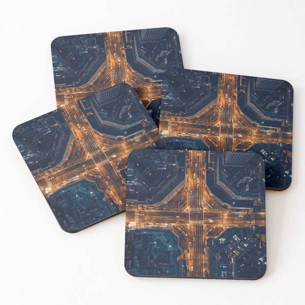 Item preview, Luminous Urban Junction Top-Down Midnight Intersection designed and sold by Cozyartsss.