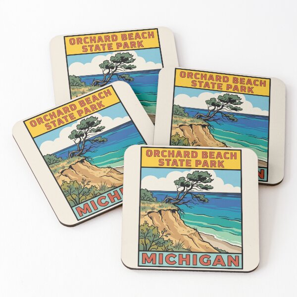 Item preview, Orchard Beach State Park Michigan - Vintage Lake Michigan Design designed and sold by TheOldMittenIllustrated.