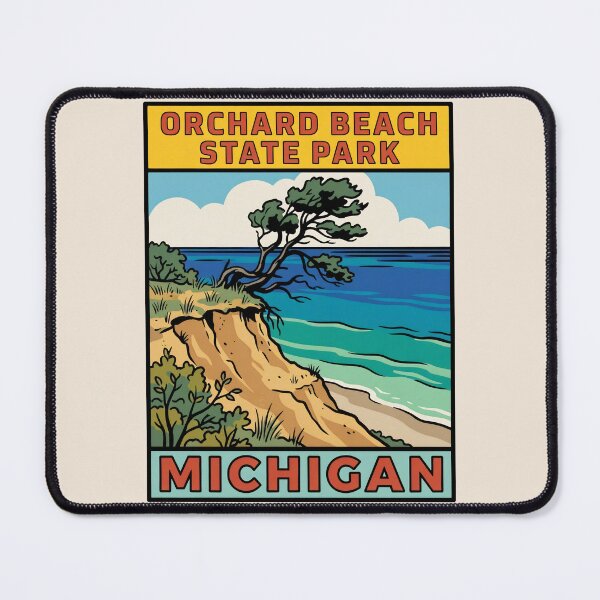 Item preview, Orchard Beach State Park Michigan - Vintage Lake Michigan Design designed and sold by TheOldMittenIllustrated.