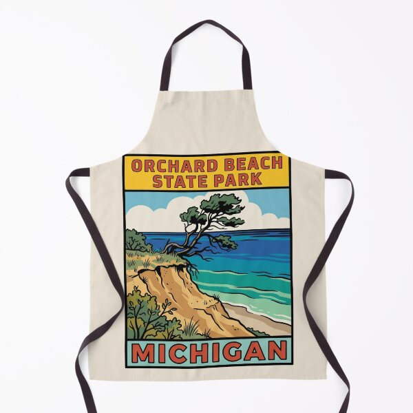 Item preview, Orchard Beach State Park Michigan - Vintage Lake Michigan Design designed and sold by TheOldMittenIllustrated.