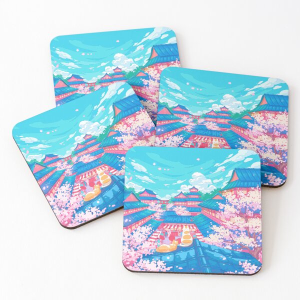 Item preview, Cute Cats, Kyoto Streets, and Beautiful Sakura Blooming designed and sold by AnGoArt.
