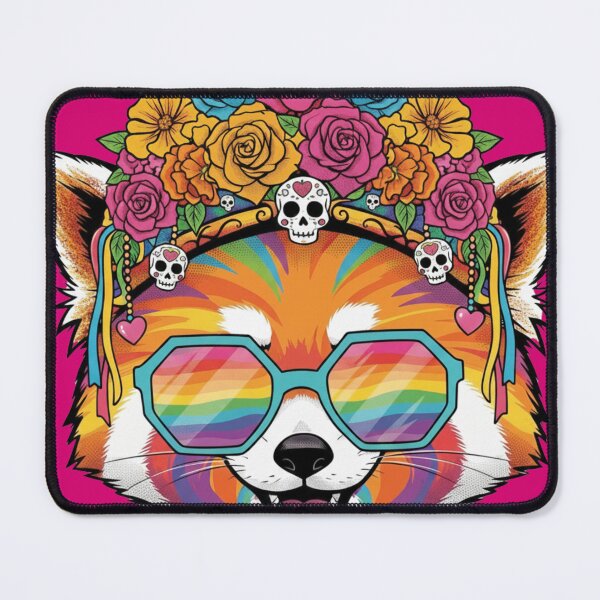 Item preview, Psychedelic Sugar Skull Red Panda designed and sold by Prints & Pulse.