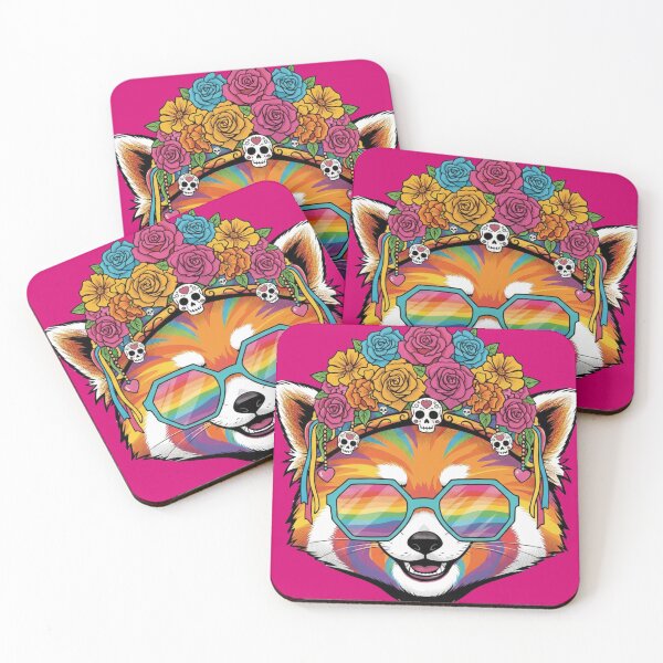 Item preview, Psychedelic Sugar Skull Red Panda designed and sold by Prints & Pulse.