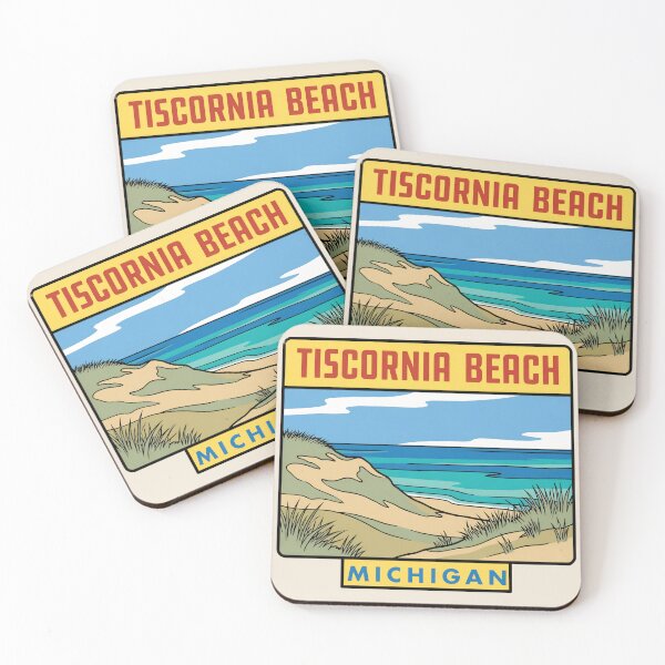 Item preview, Tiscornia Beach Michigan - Vintage Beach Design designed and sold by TheOldMittenIllustrated.