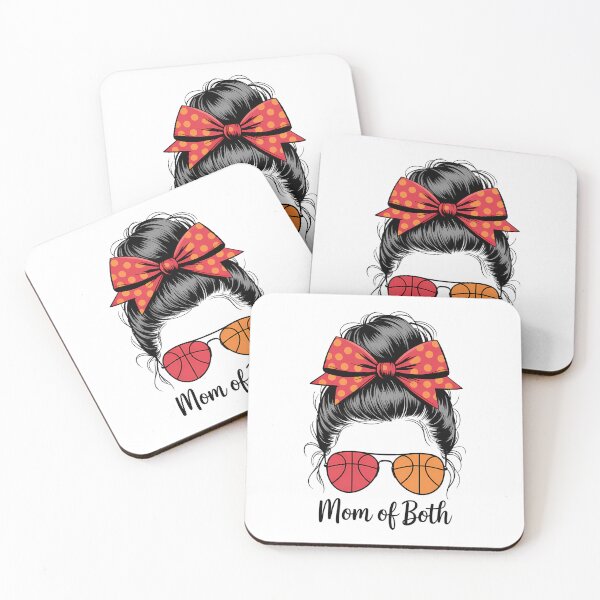 Item preview, Mom Of Both Cheer Mom Basketball Mom Messy Bun Mother's Day designed and sold by IdunayaStore.