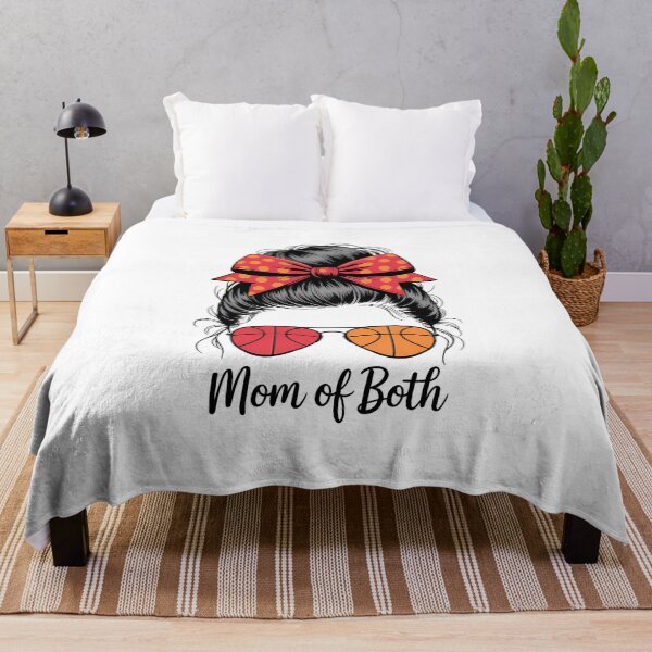 Item preview, Mom Of Both Cheer Mom Basketball Mom Messy Bun Mother's Day designed and sold by IdunayaStore.