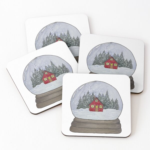 Item preview, Red Cabin in a Snow Globe designed and sold by Lisa Neuman Watercolors.