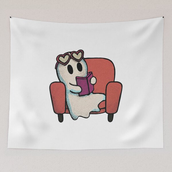 Item preview, Copy of Cute Ghost Reading a Book – Cozy Kawaii Ghost Illustration designed and sold by Horrify.