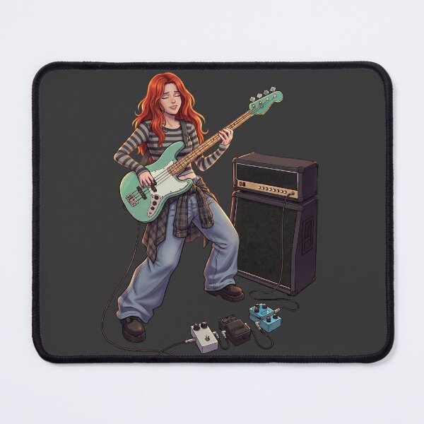 Item preview, Grunge Soul: Girl Playing Green Bass Guitar designed and sold by Tiny-roar-studio.