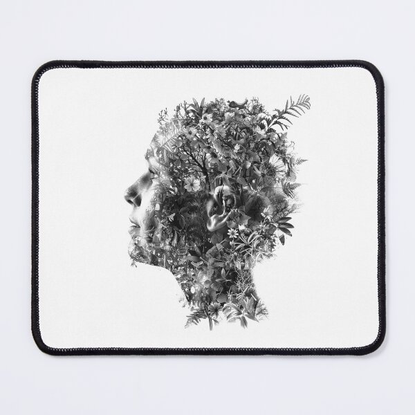 Item preview, Floral Double Exposure Portrait | Nature Mind Art | Botanical Surrealism Illustration designed and sold by inkoutninja.