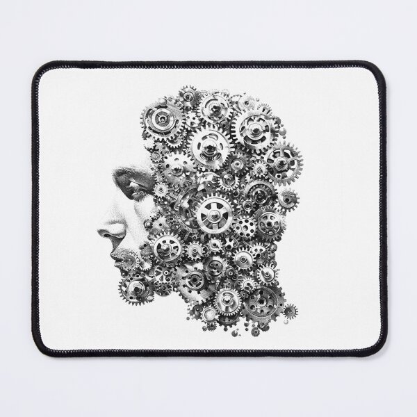 Item preview, Mechanical Mind Illustration | Human Head Made of Gears | Industrial Futuristic Art designed and sold by inkoutninja.
