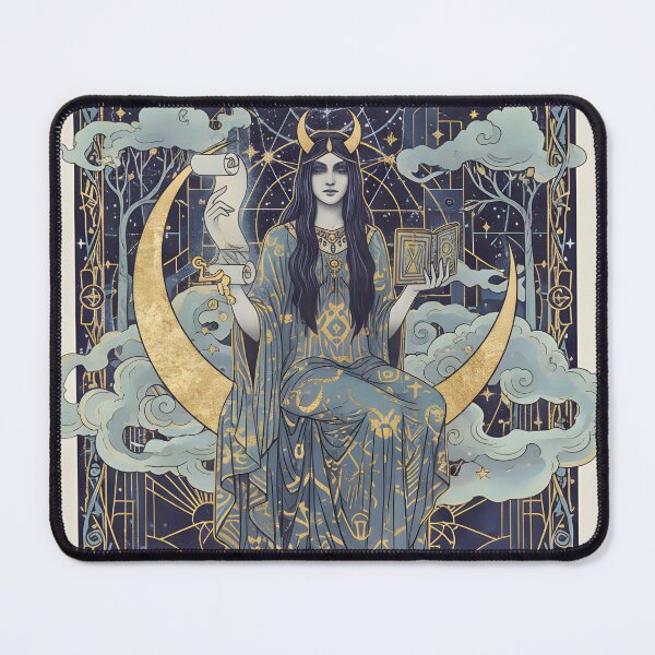 Item preview, High Priestess Tarot Print | Art Nouveau Celestial Wall Art | Dark Academia Mystical Decor | Esoteric Goddess Poster designed and sold by apixelwall.