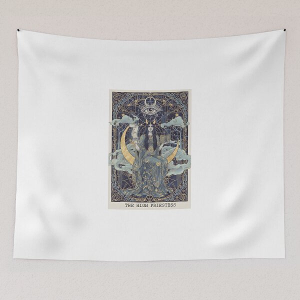 Item preview, High Priestess Tarot Print | Art Nouveau Celestial Wall Art | Dark Academia Mystical Decor | Esoteric Goddess Poster designed and sold by apixelwall.