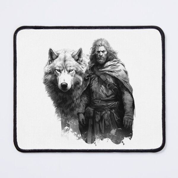Item preview, Wolf and Warrior Companion | Fantasy Norse Viking Art | Lone Wanderer and Spirit Animal Design designed and sold by inkoutninja.