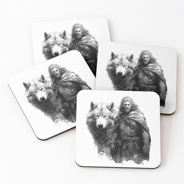 Item preview, Wolf and Warrior Companion | Fantasy Norse Viking Art | Lone Wanderer and Spirit Animal Design designed and sold by inkoutninja.