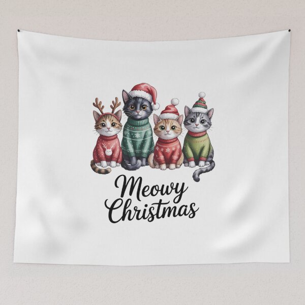 Item preview, Meowy Christmas Cat Cute with Santa Claus Hat Happy New Year Cat Lovers designed and sold by FaithAbbott.
