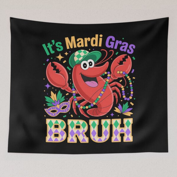 Item preview, It's Mardi Gras Bruh Dabbing Crawfish Carnival designed and sold by AsteriskDatBArt.