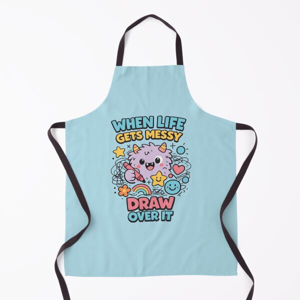 Item preview, When Life Gets Messy – Draw Over It Cute Monster Art | Positive Mental Health Illustration designed and sold by PrintMastery.