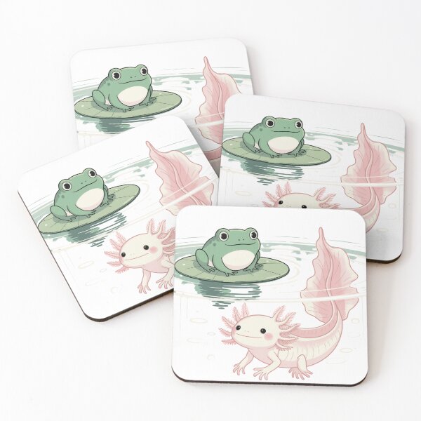 Item preview, Frog on Lily Pad With Axolotl Underwater | Simple design compared to tea part designed and sold by CroakHaus.
