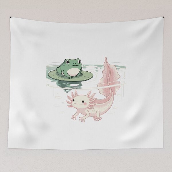 Item preview, Frog on Lily Pad With Axolotl Underwater | Simple design compared to tea part designed and sold by CroakHaus.
