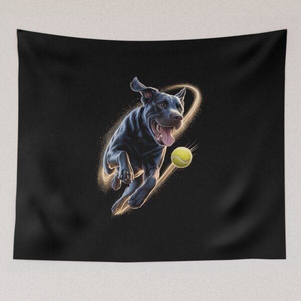 Artikelvorschau, Schwarzer Labrador Retriever jagt einen Ball entworfen und verkauft von AsteriskDatBArt.