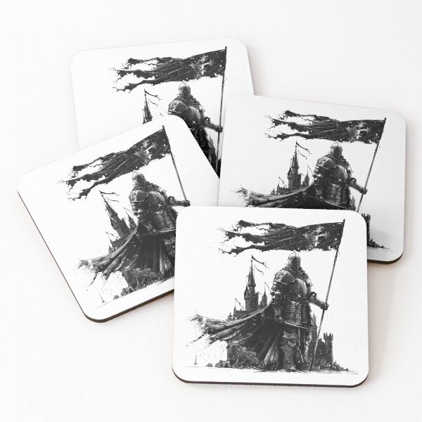 Item preview, Medieval Knight with Banner | Dark Fantasy Castle Art | Warrior of the Fallen Kingdom designed and sold by inkoutninja.