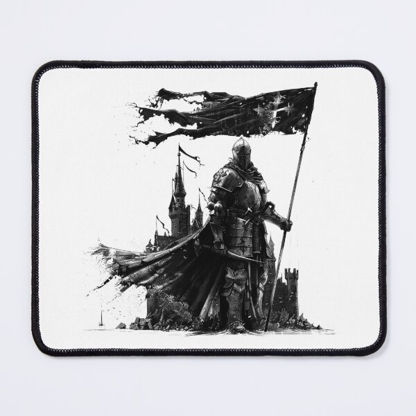 Item preview, Medieval Knight with Banner | Dark Fantasy Castle Art | Warrior of the Fallen Kingdom designed and sold by inkoutninja.