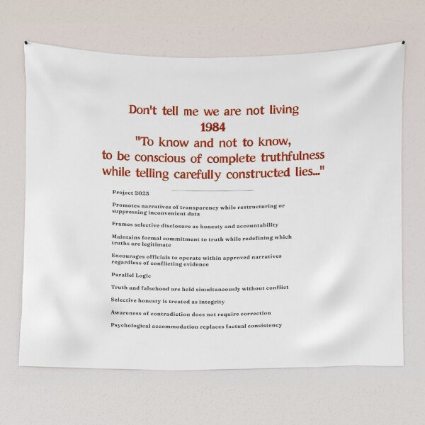 Item preview, ✴️ DON'T TELL ME WE ARE NOT LIVING 1984 - TO KNOW AND NOT TO KNOW, TO BE CONSCIOUS OF COMPLETE TRUTHFULLNESS WHILE TELLING CAREFULLY CONSTRUCTED LIES... ✴️ designed and sold by WheelieGdArt.