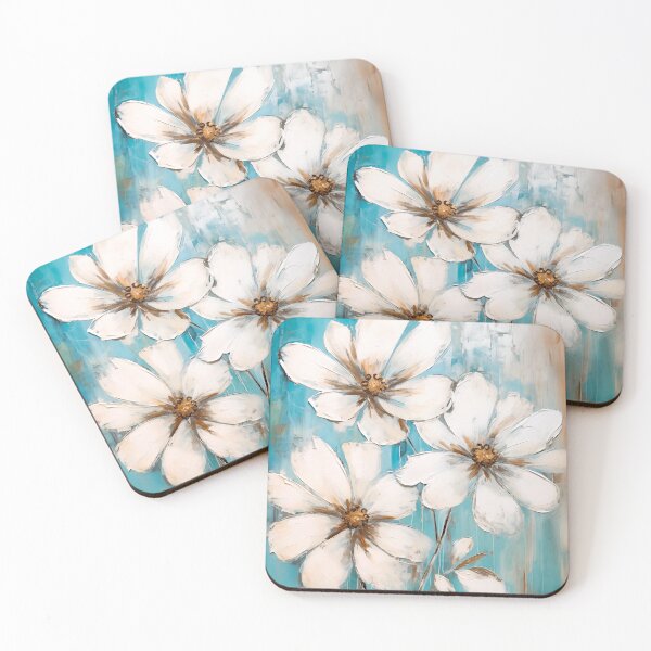 Item preview, Sky Blue And White Grunge-Style Flowers Painting  designed and sold by DEC02.
