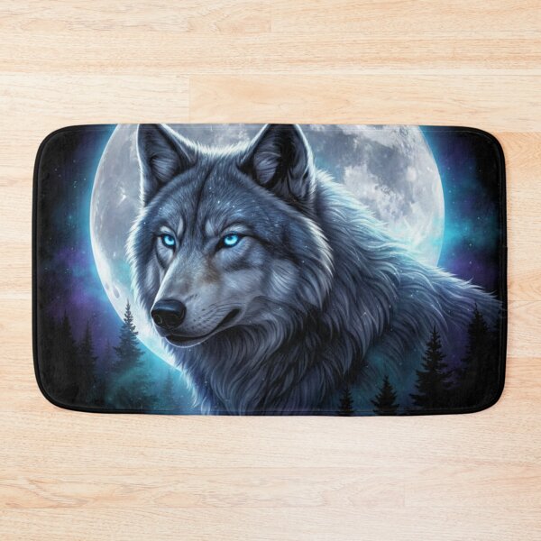 Item preview, Grey Wolf Under Icy Moon – Forest Galaxy Nature Art designed and sold by Alexis Art Collection.