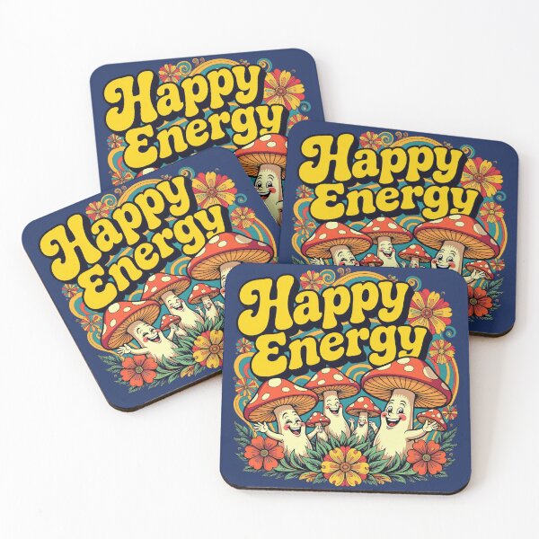 Item preview, Happy Energy – Retro Smiling Mushrooms with Positive Vibes designed and sold by KiraChie.