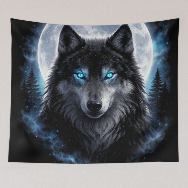 Item preview, Mystic Grey Wolf – Icy Moon Forest Galaxy Art designed and sold by Alexis Art Collection.
