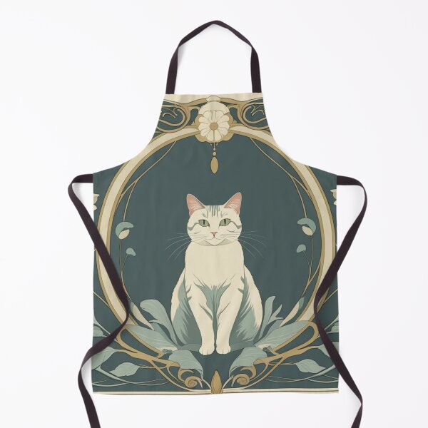 Aperçu de l'œuvre Chat blanc Art Nouveau – Cadre floral Sérénité créée et vendue par LEO'S CREATURE　れおずくりーちゃー.