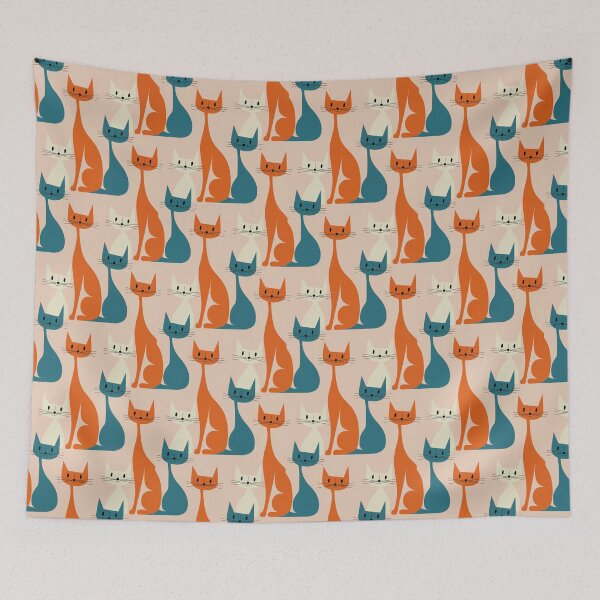 Item preview, Mid-Century Modern Atomic Cats Pattern | Retro 1950s Cat Wallpaper Design designed and sold by Tamas Das.