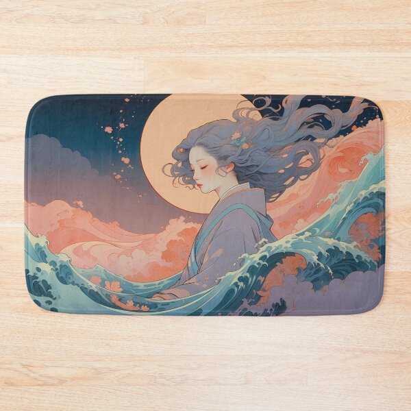Item preview, Moonlit Serenity – Dreamy Japanese Woman with Flowing Waves designed and sold by KiraChie.