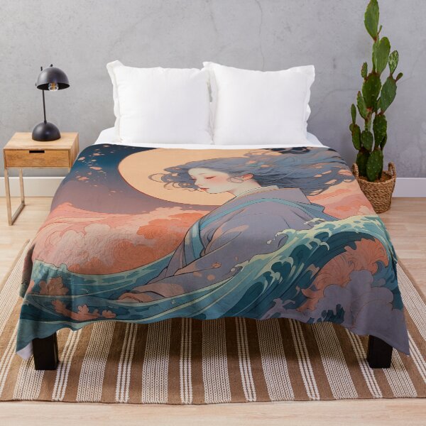 Item preview, Moonlit Serenity – Dreamy Japanese Woman with Flowing Waves designed and sold by KiraChie.