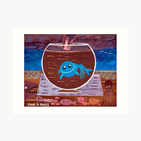 FEELING BLUE AND FISHY Art Print