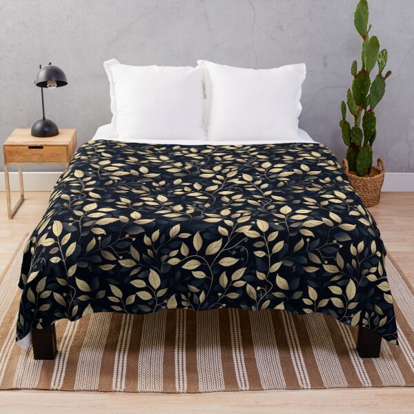 Item preview, Elegant Golden Floral Branch on Deep Navy Blue designed and sold by NTGUILTY.